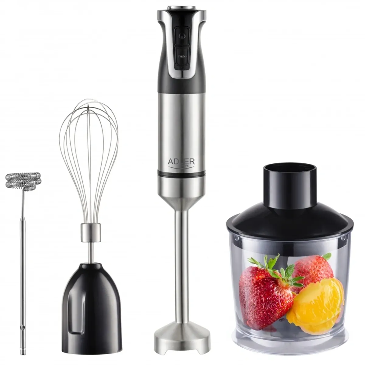 Adler AD4627 Botmixer szett 1800W max turbo 4 rozsdamentes pengék 600ml tartály 700ml mérőpohár rozsdamentes keverő és habverő tejhabosító feltét #1