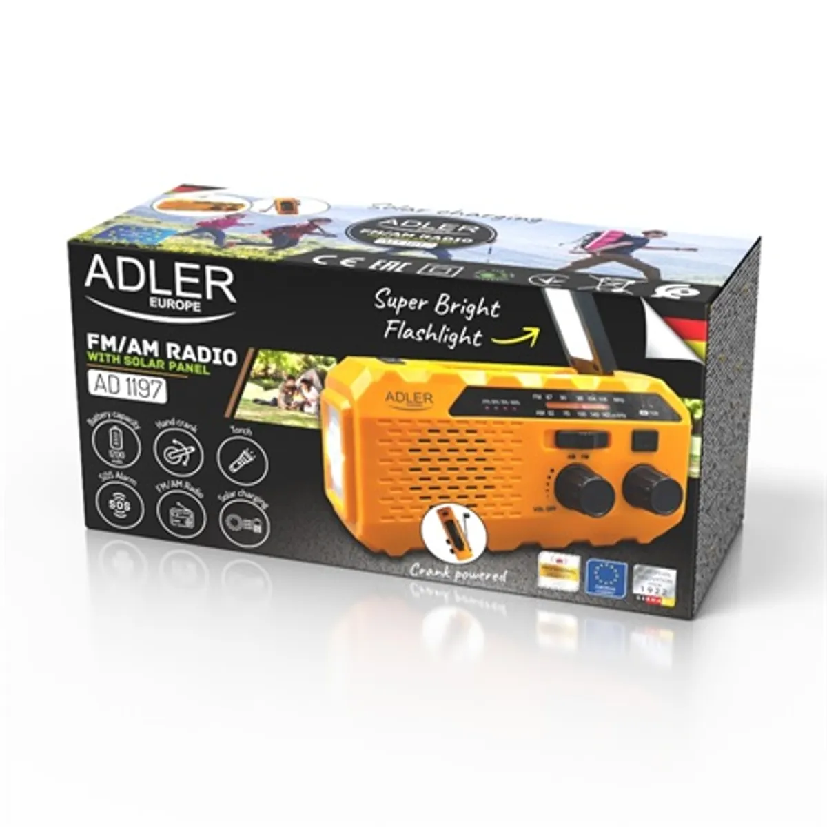 Adler AD1197 napelemes készülék FM/AM vevő USB töltés dinamó töltés SOS 3,5 mm jack #7