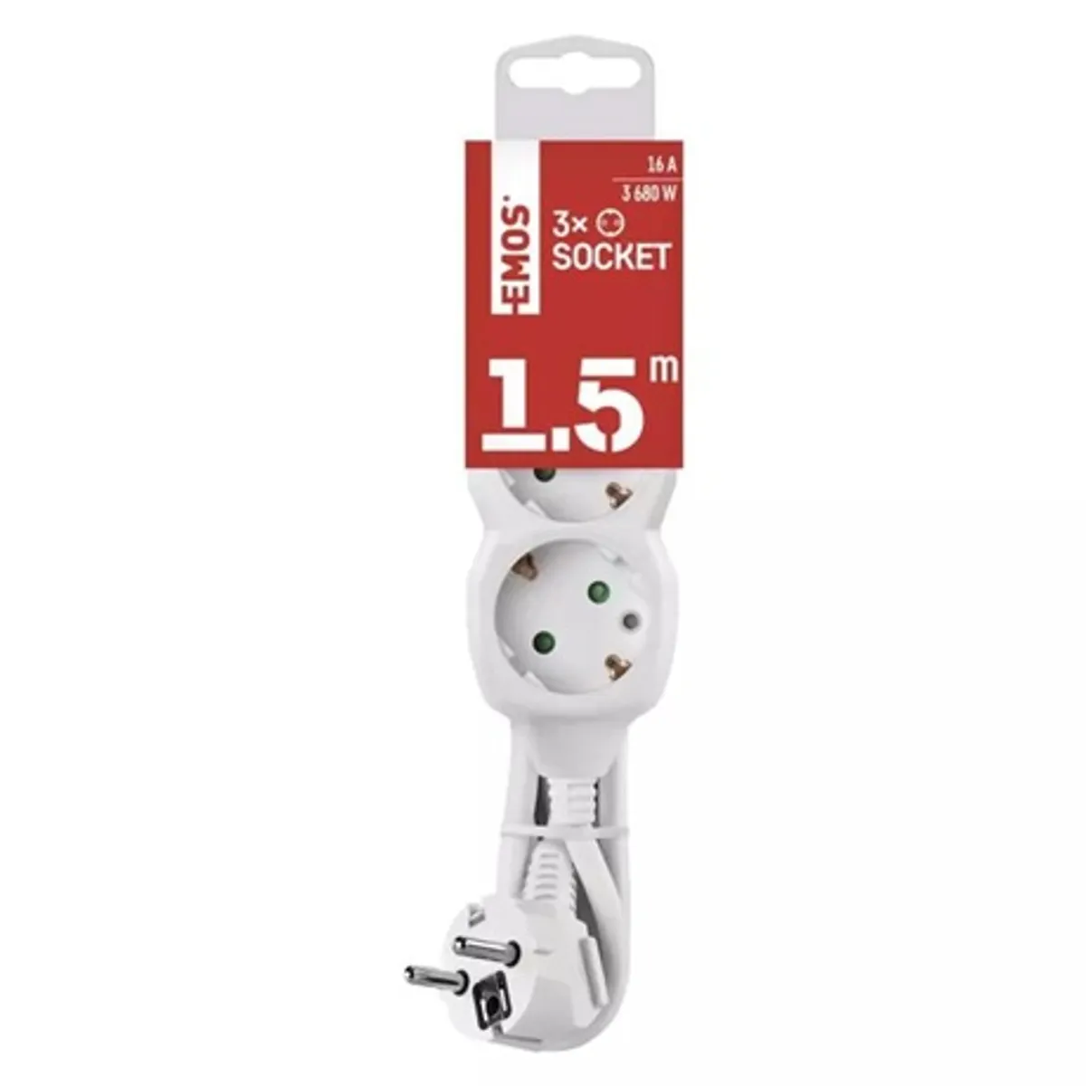 Emos P0321R elosztó 3 aljzat 1,5 m fehér PVC H05VV-F3G 1,5 mm2 Schuko gyerekzár #3