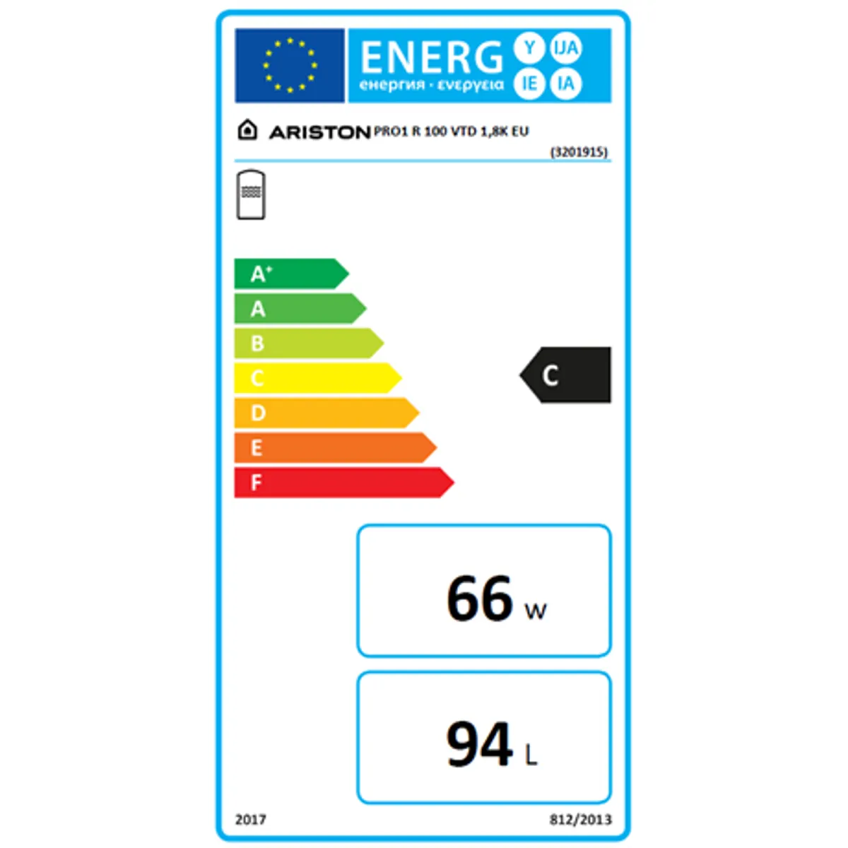 Ariston PRO1 R 100 VTD 1,8K EU Forróvíztároló kapacitás 100 l 230 V 1,8 kW fűtőspirál jobb max nyomás 8 bar max vízhőmérséklet 75 C #6