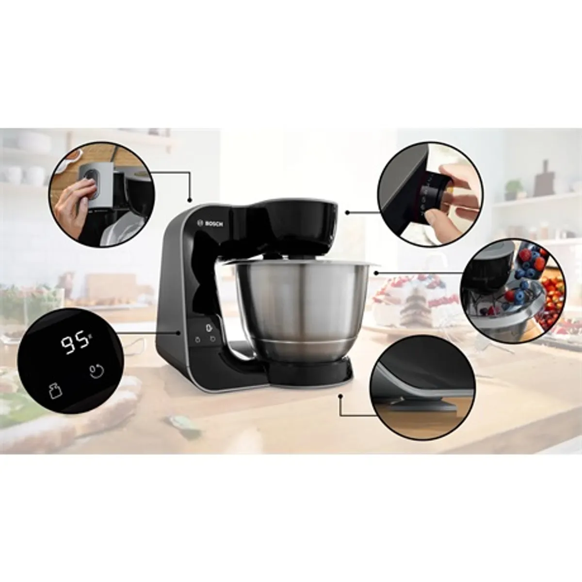 Bosch MUM5XC4E Konyhai robotgép 1000W 3,9 l nemesacél tál beépített mérleg 7 fokozat 3D bolygómozgás fekete #10