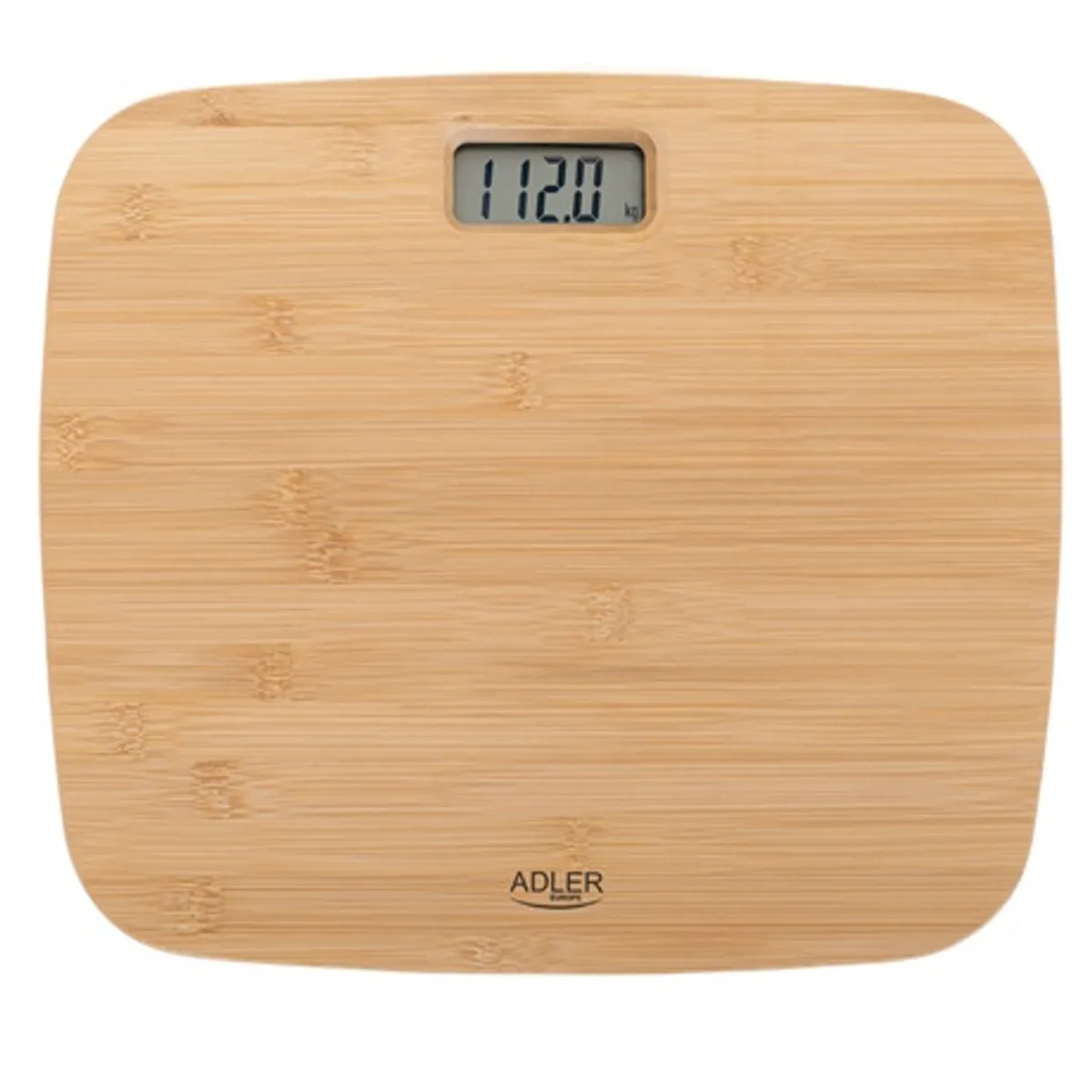 Adler AD8173 bambusz borítású mérleg 150 kg, 100 g, kg, lb, st, LCD kijelző, érintésre bekapcsolás, automatikus kikapcsolás, CR2032 #1