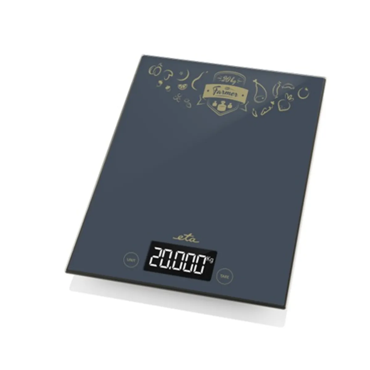 Eta 477790000 KONYHAMÉRLEG 20,5 x 24 cm 20 kg 1 g g lb:oz ml fl oz érintő vezérlés tare automatikus kikapcsolás csúszásmentes lábak 2 db CR2032 #1