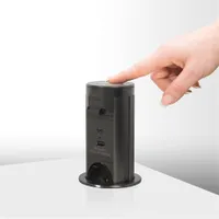Delight 20453B motoros rejtett elosztó fém ház 3 aljzat USB-A USB-C #2