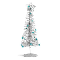 Family christmas 58622C karácsonyfadísz fém ezüst 28 x 10 cm glitteres beltéri #2