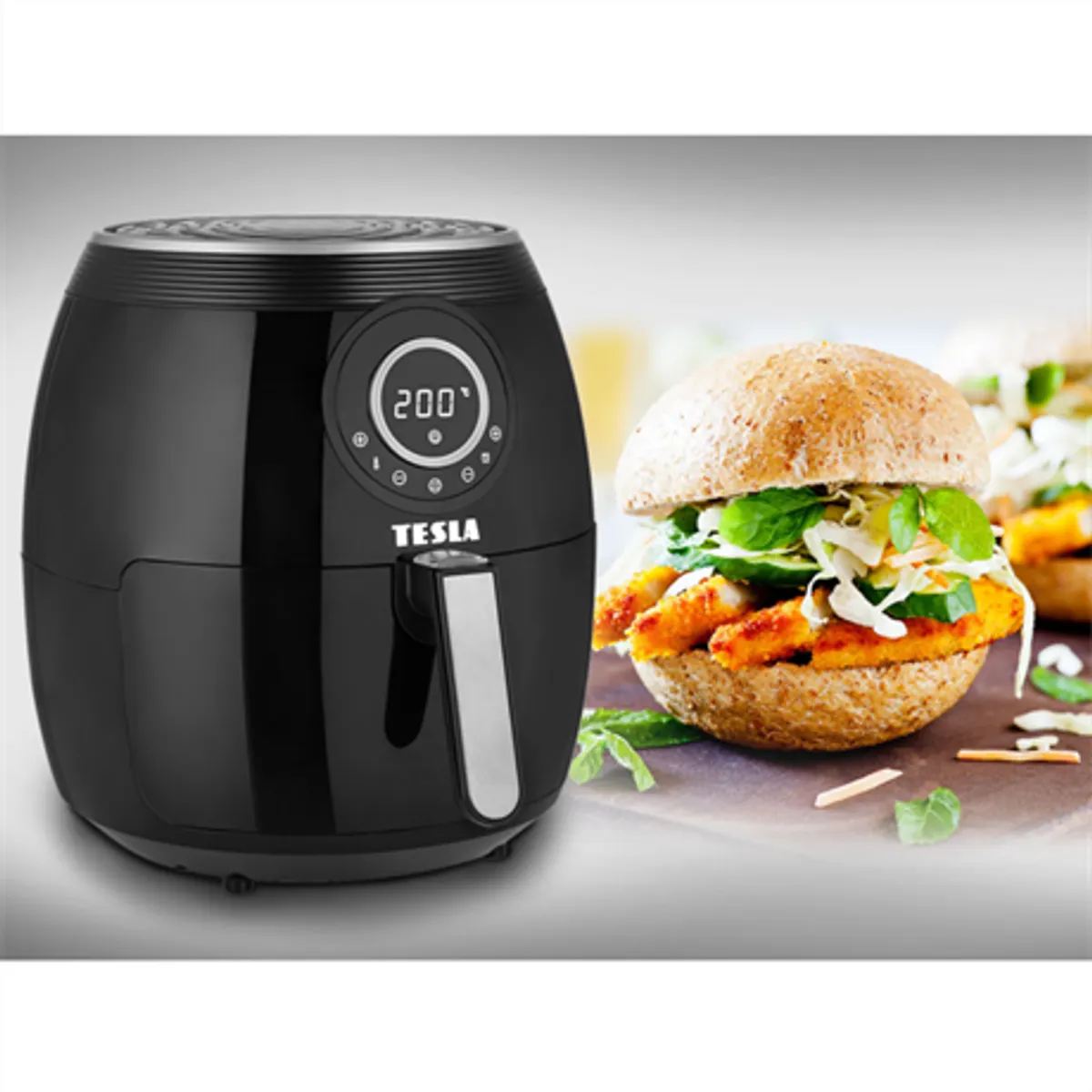 Tesla Q50XL FEKETE AirCook Q50 XL 8 programok Heat2Flow 3,8 l digitális érintőpanel automatikus kikapcsolás #8