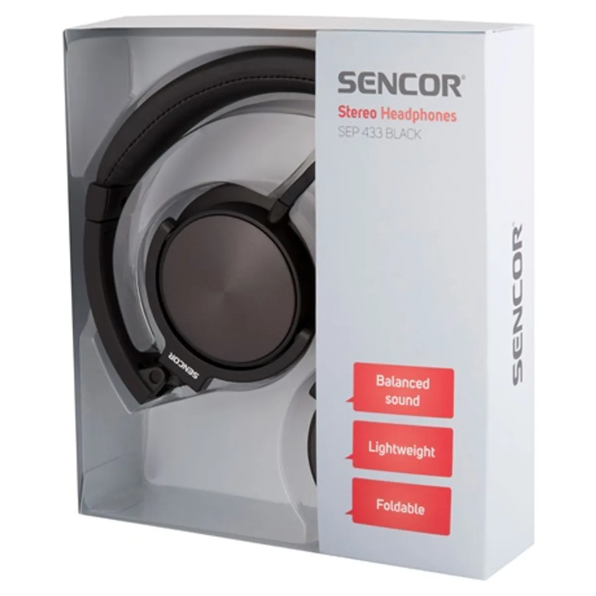 Sencor SEP 433 BLACK SEP 433 40 mm meghajtó, impedancia 32 ohm, frekvencia 20 Hz-20 kHz, érzékenység 104 dB, kábel 1,2 m, csatlakozó 3,5 mm #2