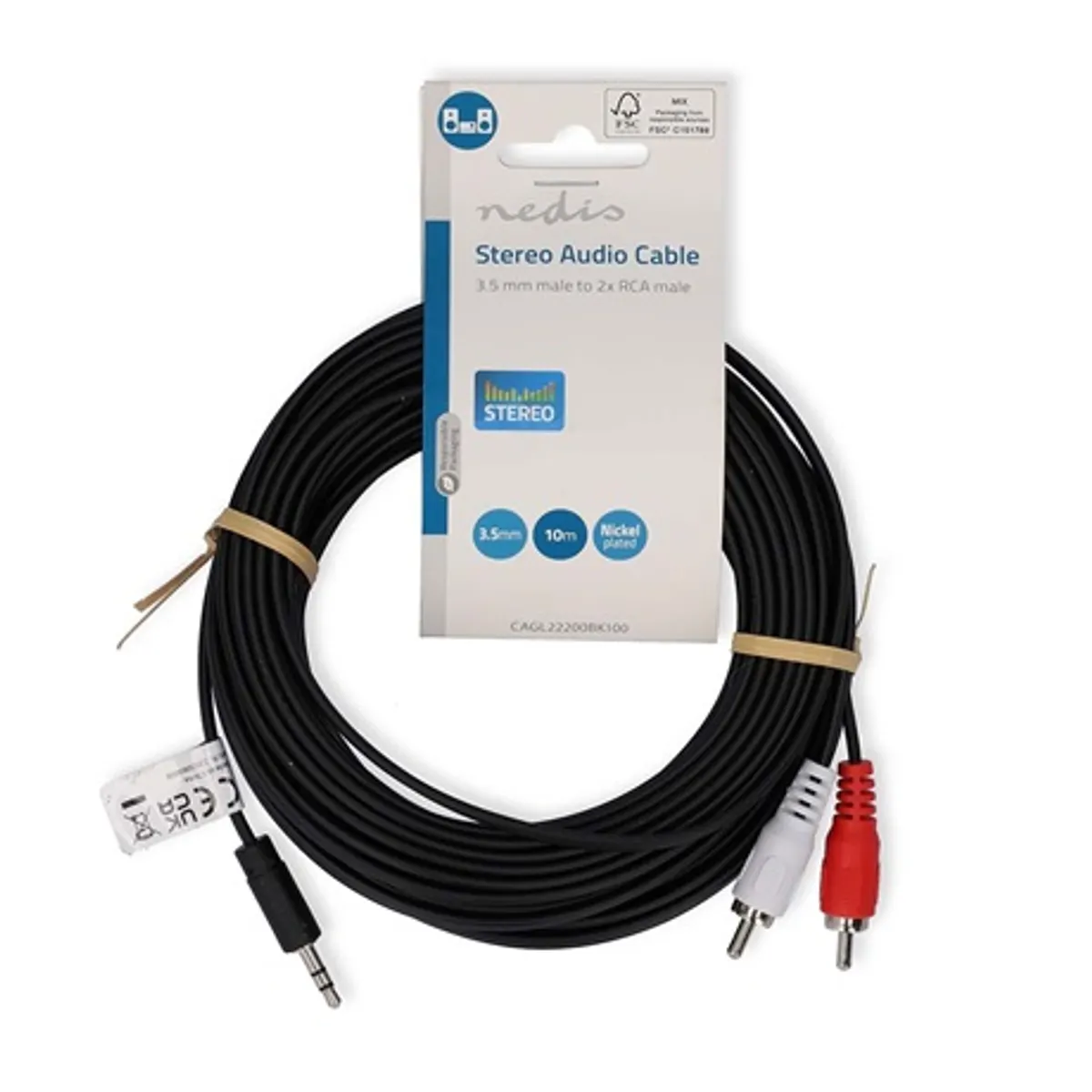 Nedis CAGL22200BK100 sztereó audio kábel 3,5 mm jack - 2 x RCA dugó, 10 m #3