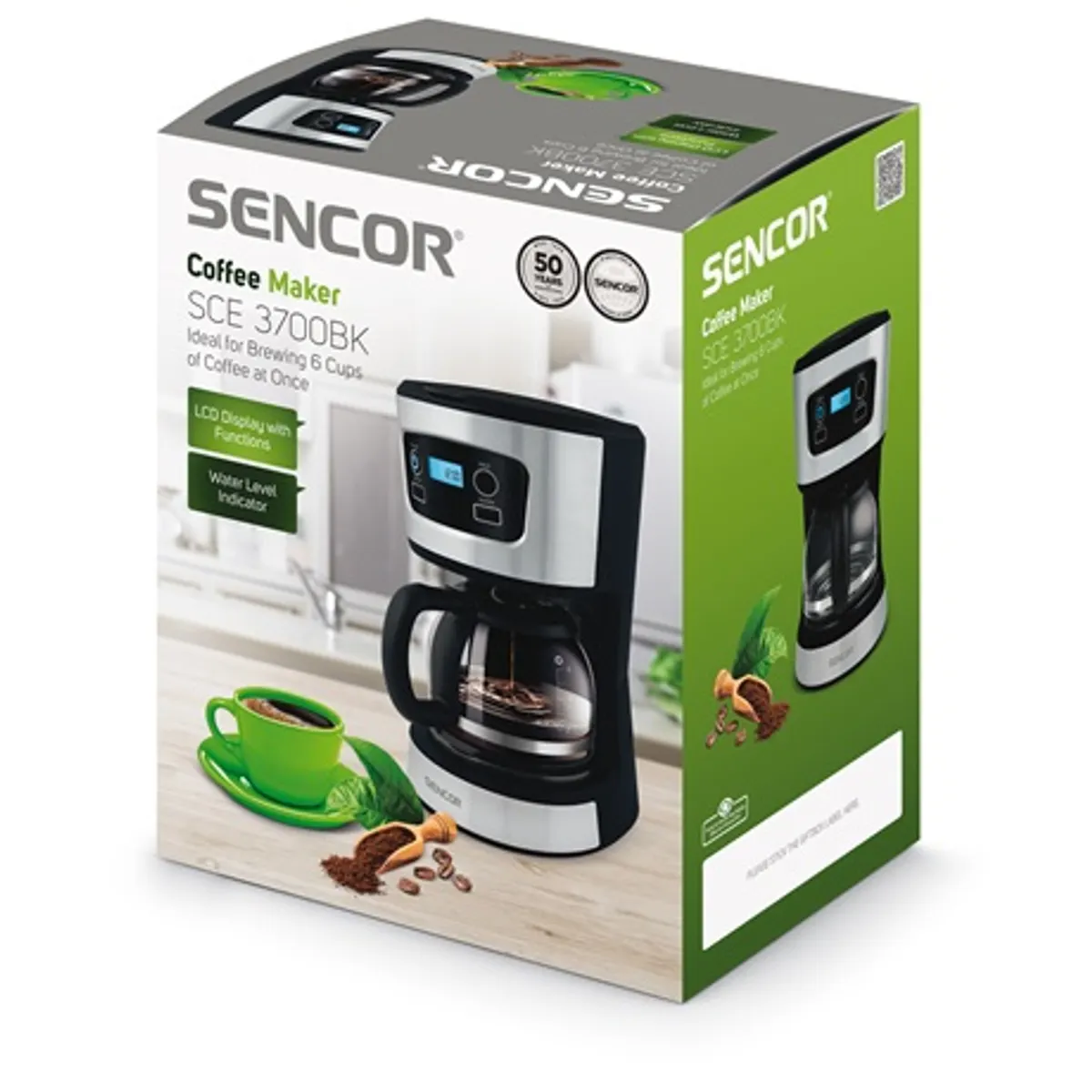 Sencor SCE3700BK filteres kávéfőző 6 csésze 0,75 l LCD kijelző kivehető szűrő hőszigetelt kancsó #2