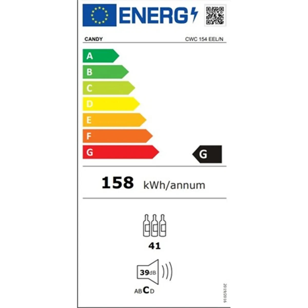 Candy CWC 154 EEL/N DiVino borhűtő 41 palack 1 zóna LED világítás G energiaosztály #6