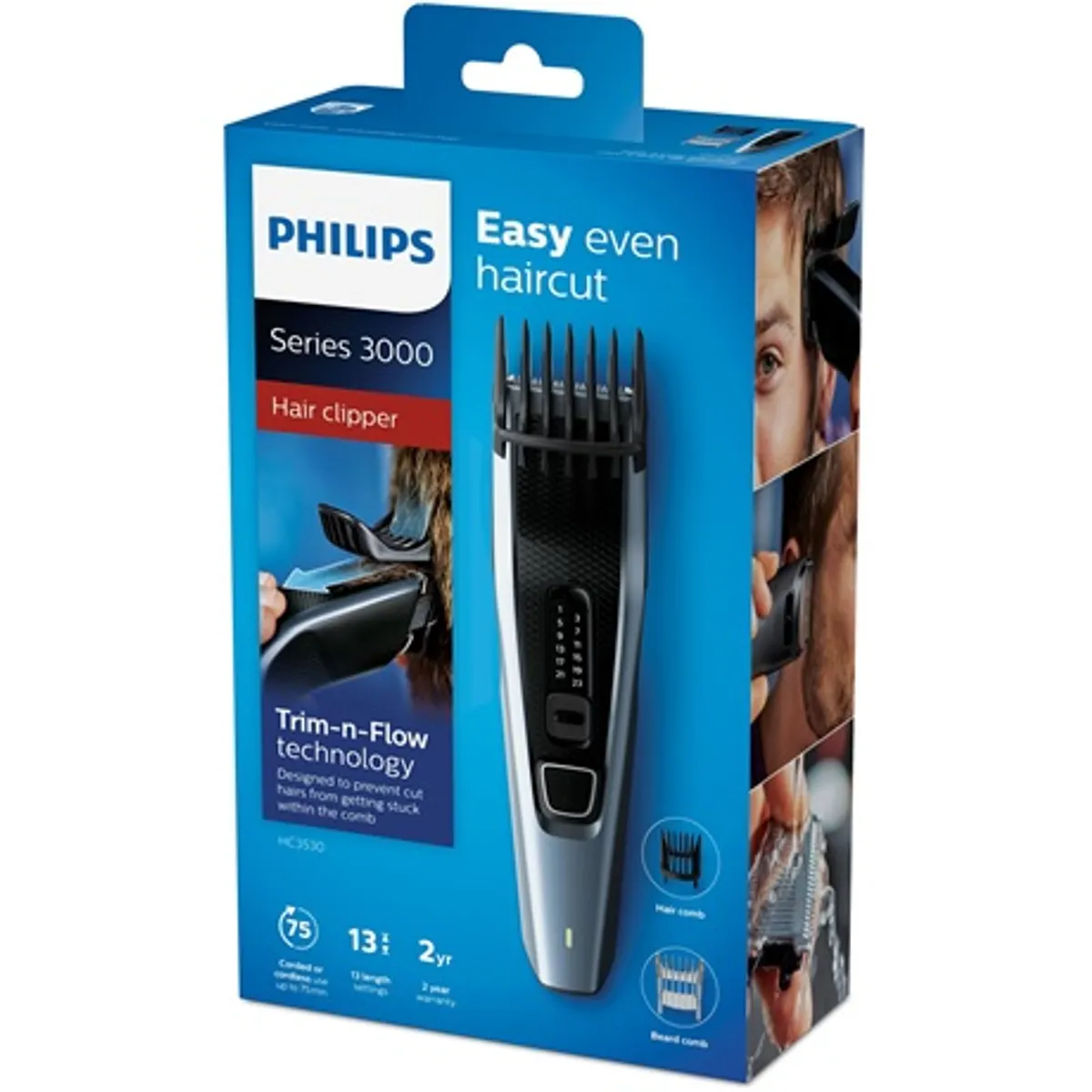 Philips HC3530/15 Hajvágó Series 3000 13 hosszbeállítás 0,5-23 mm 75 perc vezeték nélküli használat 8 óra töltési idő rozsdamentes acél pengék #2