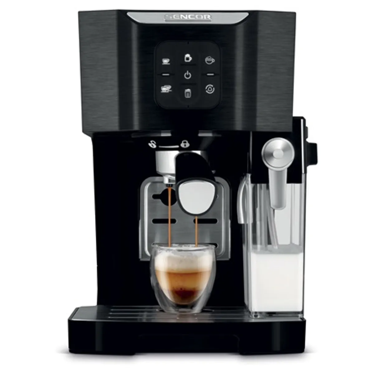 Sencor SES4040BK automata kávéfőző 20 bar nyomás thermoblock előmelegítés átlátszó tejtartály 1-2 csésze 1,4 l víztartály automatikus öntisztító #2