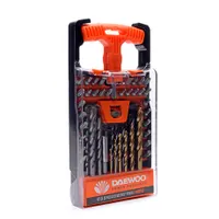 Daewoo DWKIT50 fúrószár- és bitkészlet 50 db, hordozóban, fém, fal és fa fúrószárak, 31 db csavarozófej, 17 db fúrószár #1