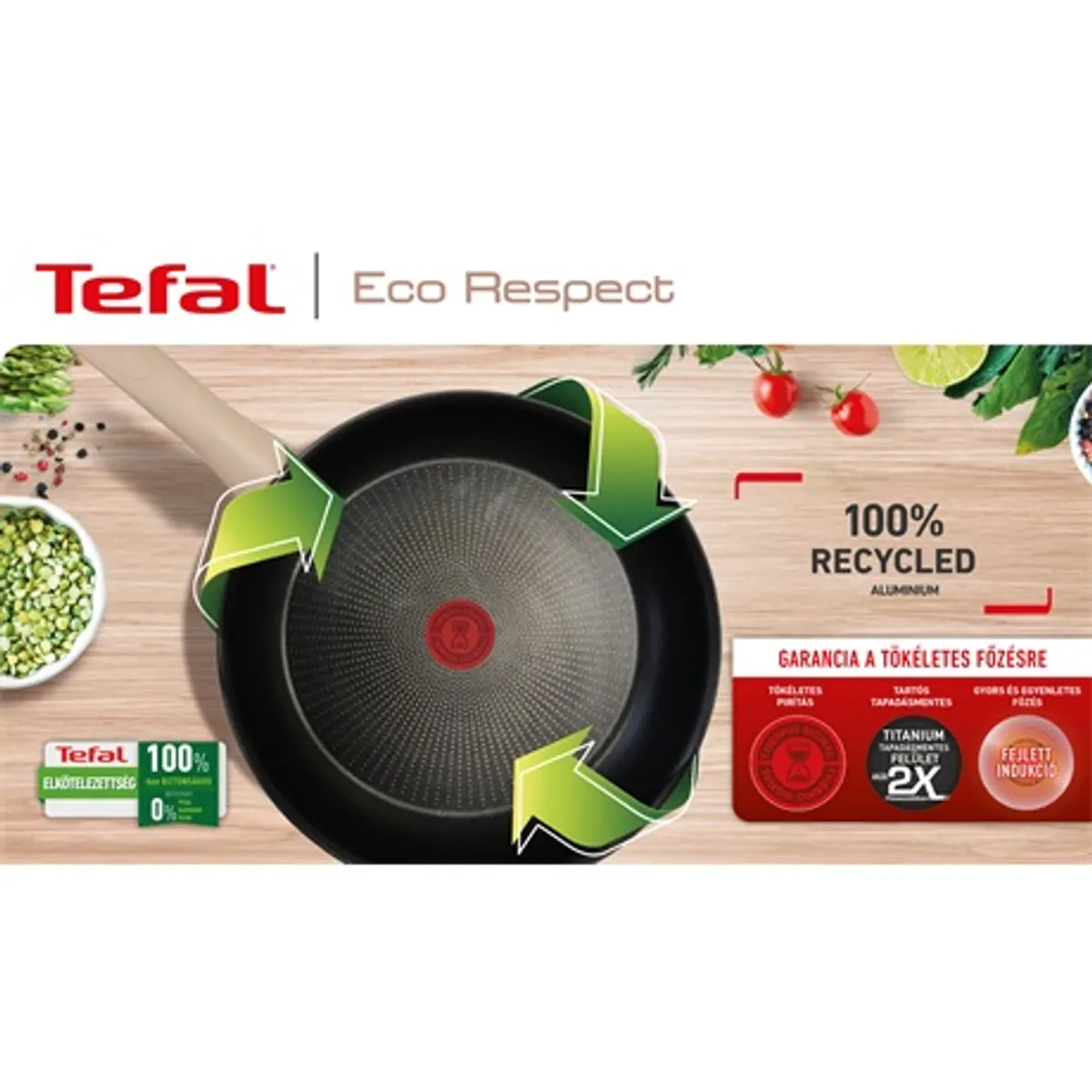 Tefal G2540453 Eco-Respect serpenyő 24 cm újrahasznosított alumínium Titanium tapadásmentes Thermo-Spot indukciós kompatibilis sütőben 175C-ig #2