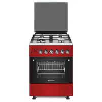 Novacook F6TS40E6 RD Tűzhely kombinált 3-1 gázégő, 56 l sütőtér, felül gáz, alul elektromos sütő légkeverés, Meggypiros, 600x600x870 mm