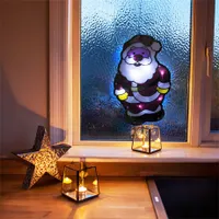 Family Christmas 56530E Ablakdekoráció Mikulás led-es pvc elemes 3x aaa 8 led 27x17 cm ip20 #2