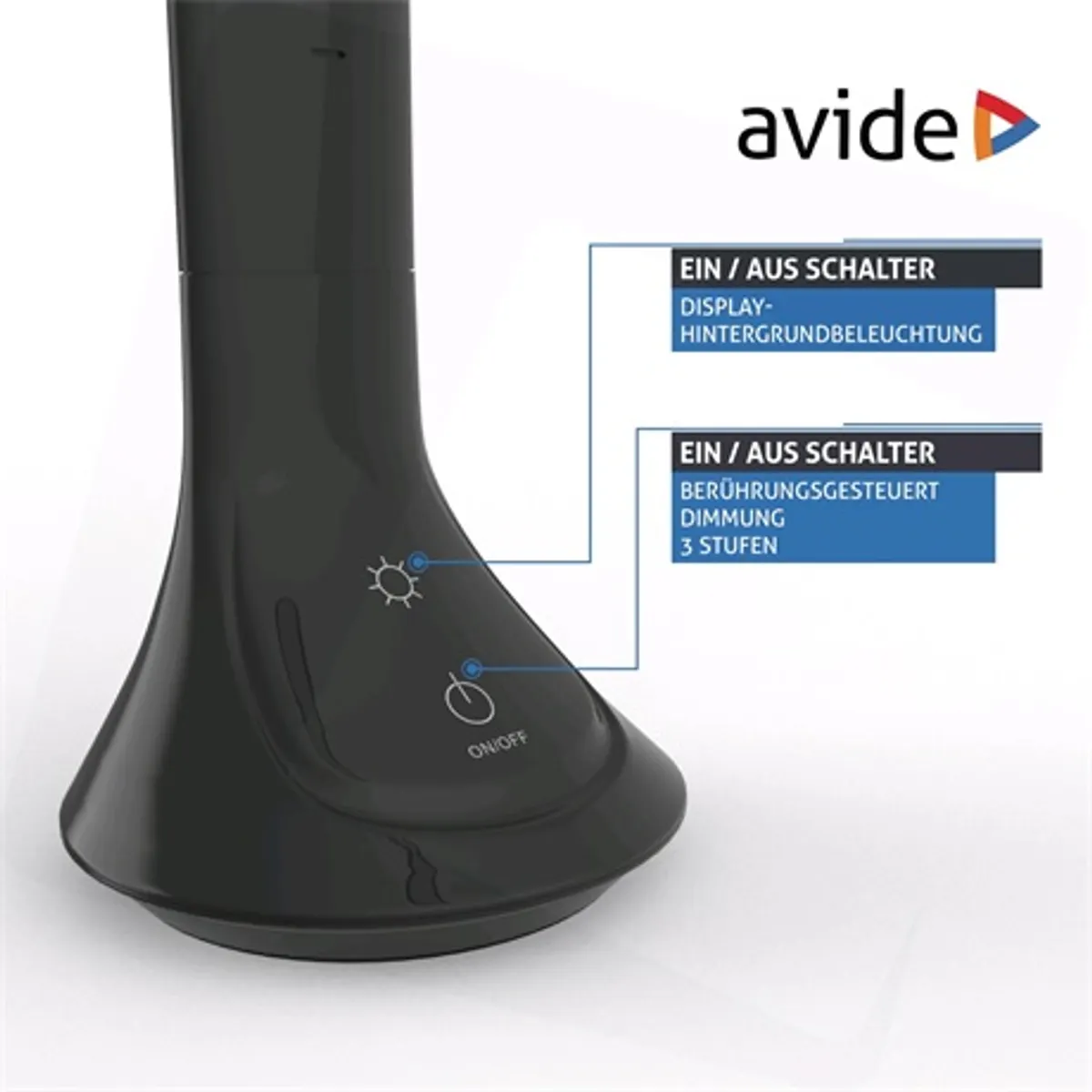 Avide ABLDL-CALENDAR-5W fekete led asztali lámpa naptárral óra ébresztő hőmérséklet kijelzés akkumulátor #5