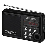 Sencor SRD 215 B zsebrádió fm 88-108MHz led kijelző usb micro sdhc max 8gb mp3 lejátszás 2w rms 10 óra fekete