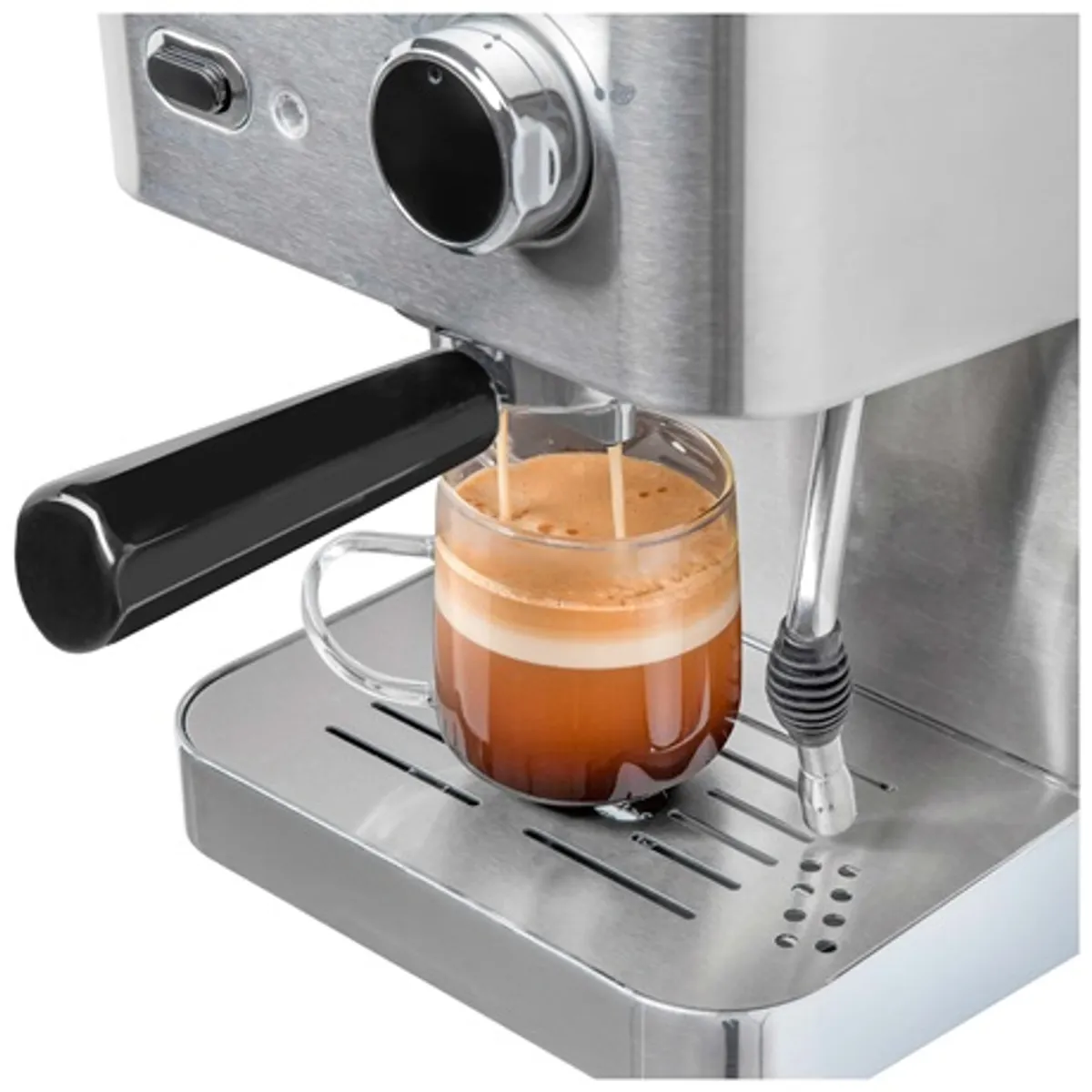 Sencor SES4010SS Espresso kávéfőző, 15 bar szivattyú, rozsdamentes acél ház, 1-2 csésze, gőz funkció, 1,5 l víztartály, fém csészetartó, cseppgyűjtő tálca #4