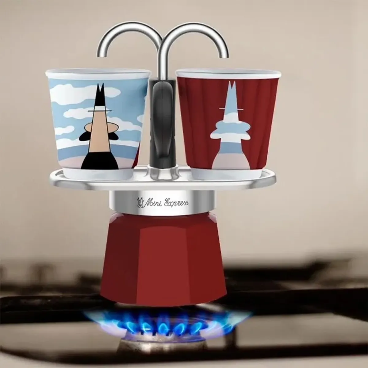 Bialetti 1406-MR Mini Express kávéfőző szett 2 adag piros alumínium #2