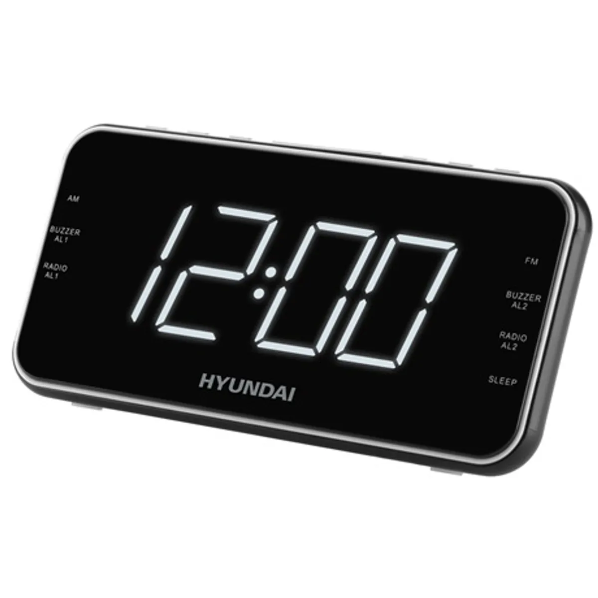Hyundai RAC521PLLBCH rádiós ébresztőóra fekete 47 mm kijelző, DIMMER, FM és AM tuner, duál ébresztés, Sleep funkció, USB töltőport 5V 1,5A, AUX bemenet #1