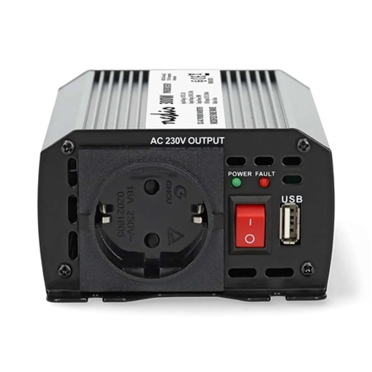 Nedis PIM30012FGY Inverter Módosított szinuszhullámú 12 V DC bemenet, 230 V AC kimenet, 300 W folyamatos, 600 W csúcs, USB-A porttal #3