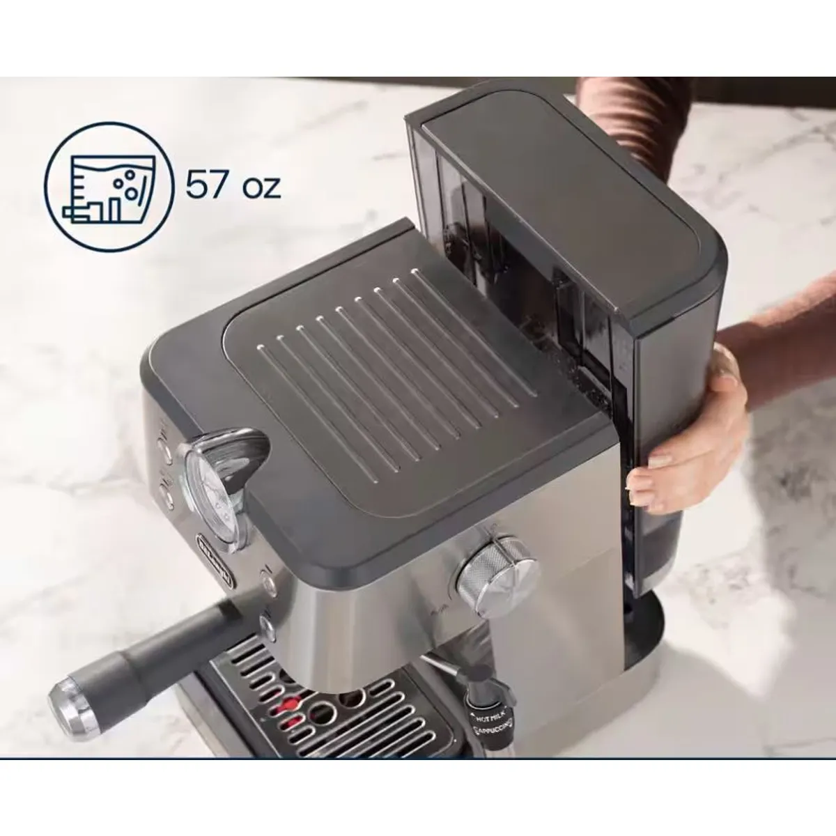 Delonghi EM450.M Linea Classic manuális eszpresszó kávéfőző 1,7 l tartály 1325 W 15 bar thermoblock állítható cappuccino rendszer állítható gőzölő #7