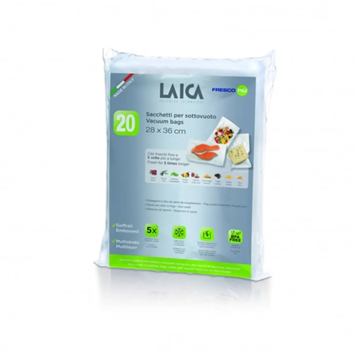 Laica VT36040 vákuumcsomagoló tasak szett 28x36 cm, 20 db, légcsatornás, BPA mentes #8