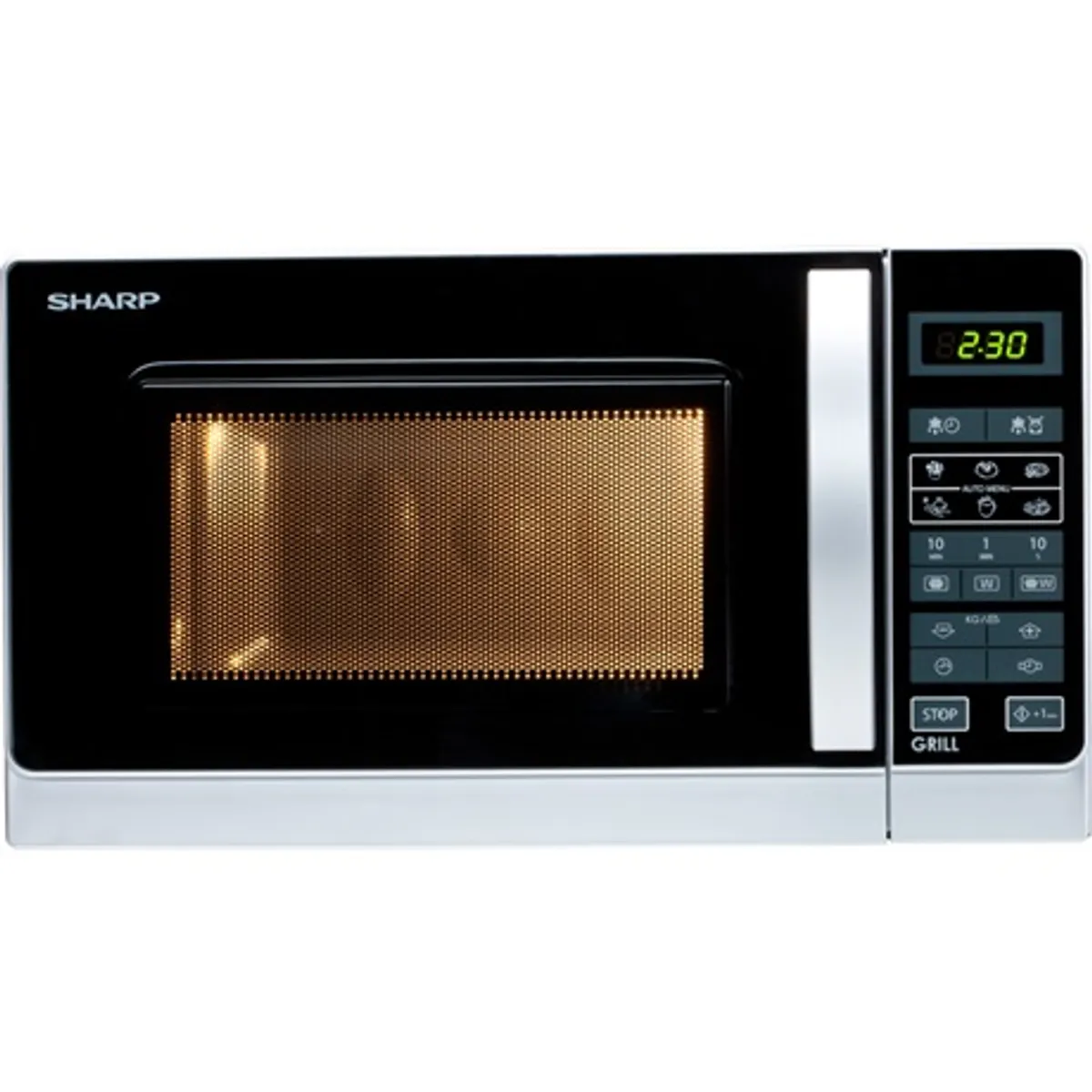 Sharp R642INW grilles mikrohullámú sütő 20l 800W 1000W grill kvarc 11 fokozat 8 automata program Gyerekzár Digitális kijelző Időzítő 99 #2