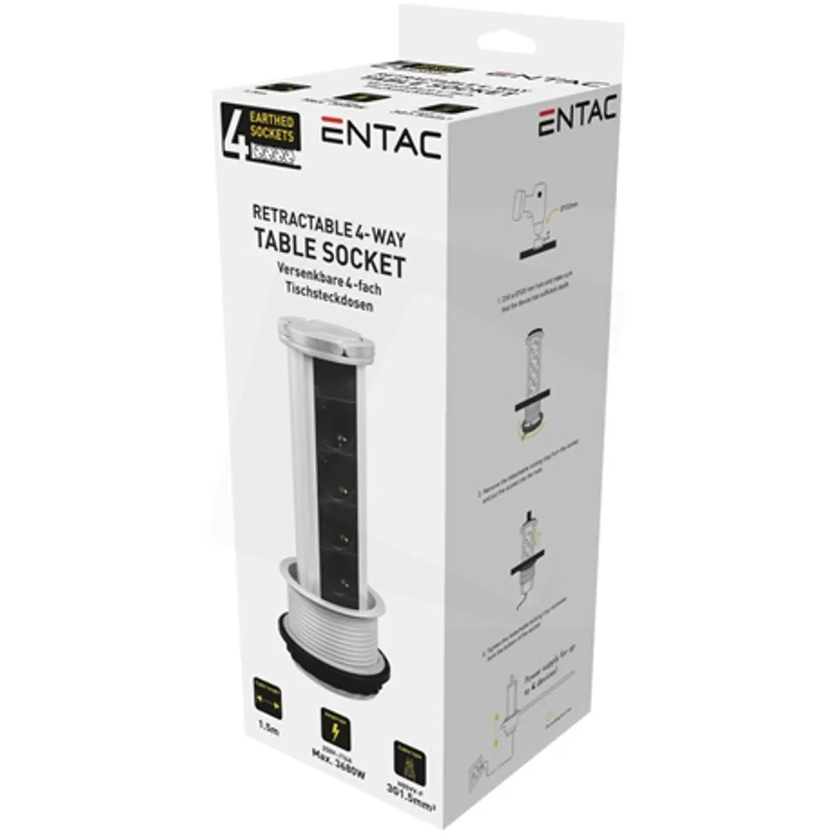 Entac EVSE1.5G4-1.5 függőleges elosztó 4 foglalat 1,5 m kábel 250 v 16 a ip20 3680 w schuko #1