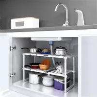 Bewello BW1011 állítható konyhai rendszerező polc 47-65 cm fehér fém-műanyag #2