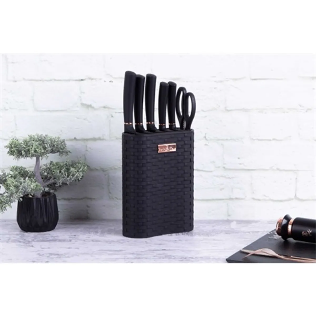 Berlinger Haus BH/2501N 7 részes késkészlet, rozsdamentes acél, tapadásmentes fekete bevonat, állvány, penge 20 cm, ergonomikus fogantyú #3