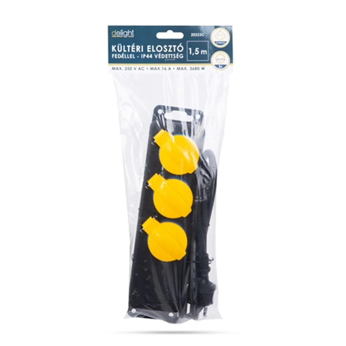 Delight 20223C kültéri elosztó fedéllel 3 aljzat, 1,5 m, IP44 #2
