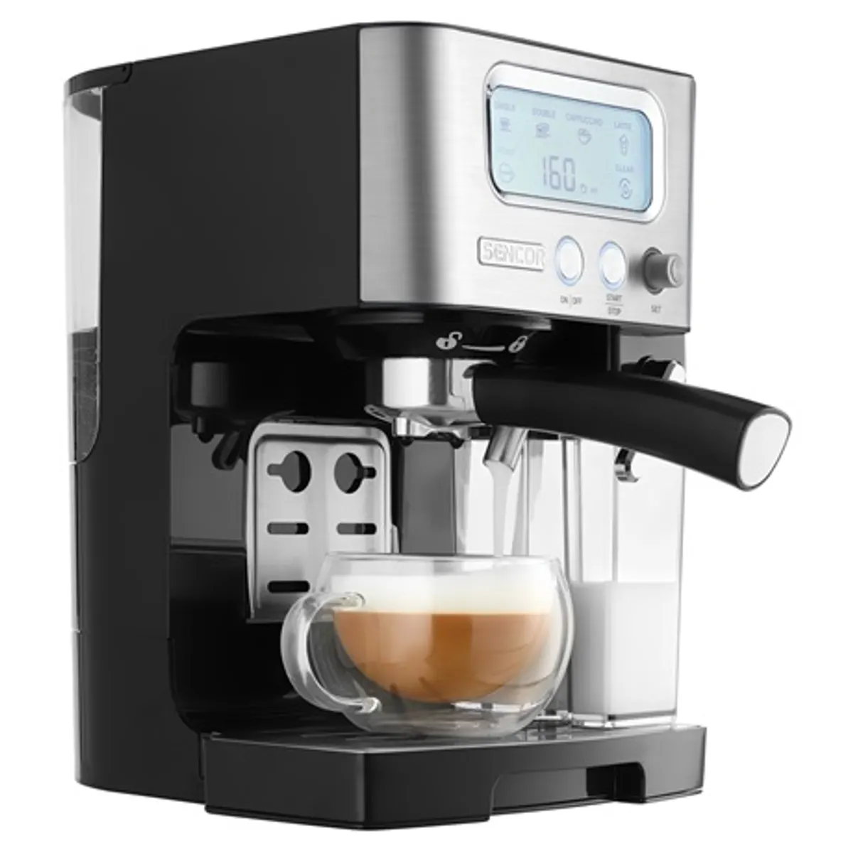 Sencor SES 4090SS eszpresszó automata 15 bar nyomás LCD kijelző 1,4 L tartály gőz és forró víz csészemelegítő #4
