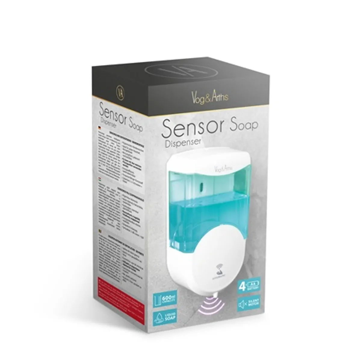 Vog und Arths 51120A szappanadagoló szenzoros 600 ml fehér falra szerelhető IP44 4xAA #6