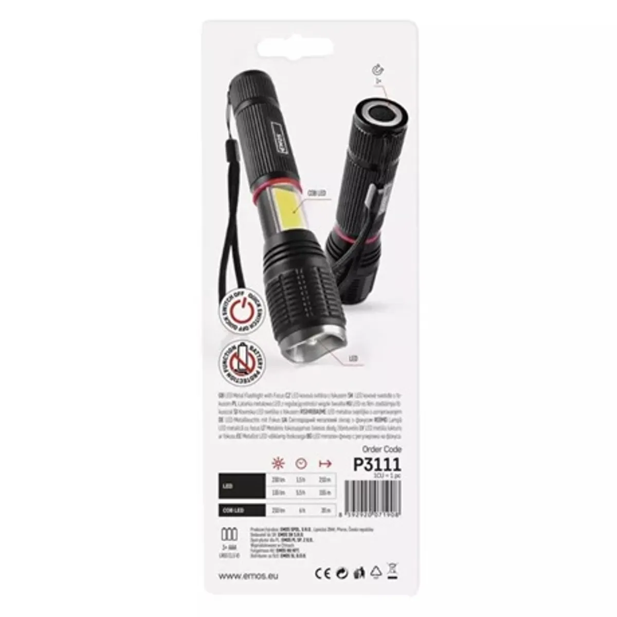 Emos P3111 cob led zseblámpa 230 lm 210 m 3xAAA alumínium 148x35 mm 158 g #6