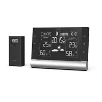 Hama 00186418 Black Line Plus időjárás állomás érintőszenzoros háttérvilágításos, kültéri szenzorral, DCF rádió-óra #1