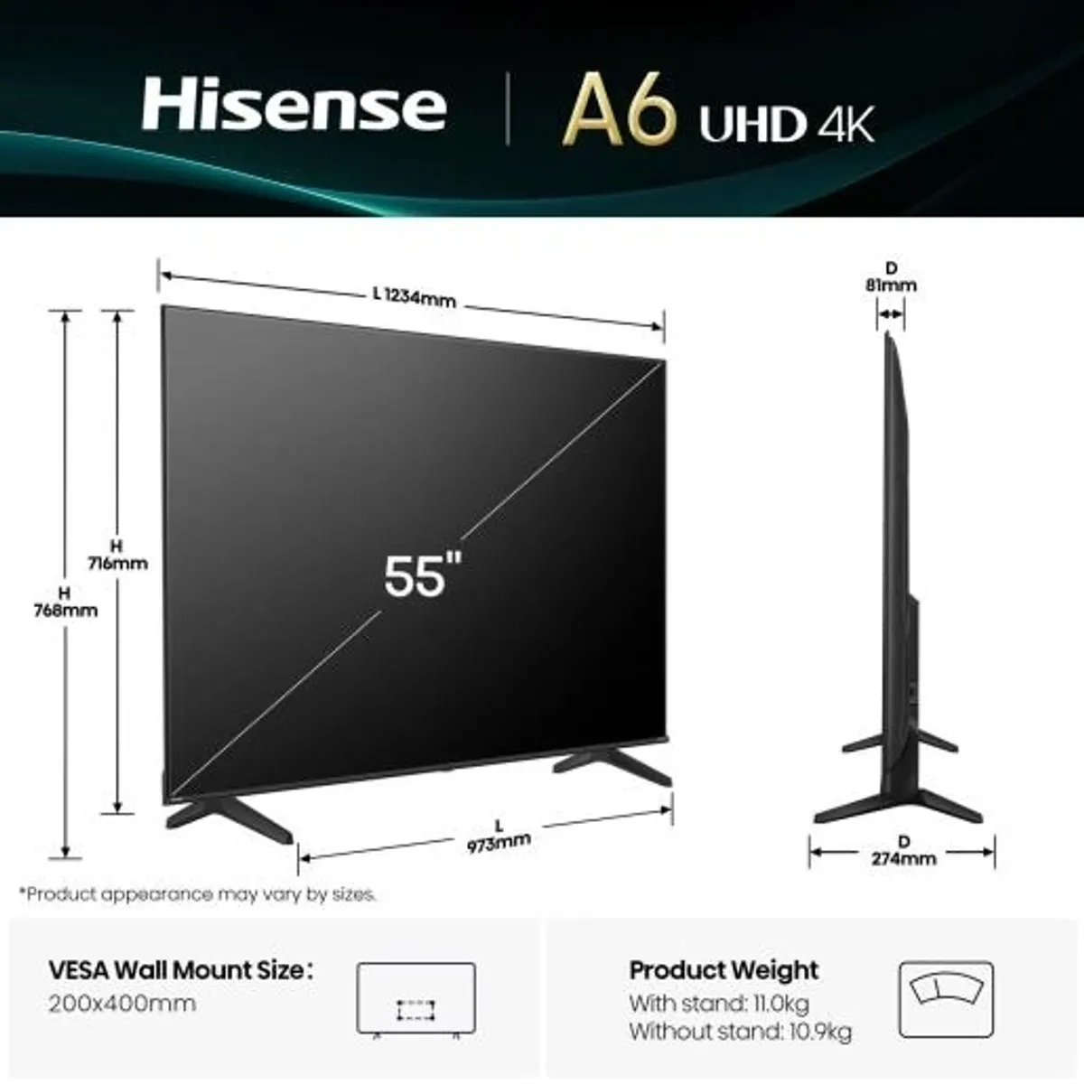 Hisense 55A6Q UHD okos LED televízió AI 4K Upscaler AI Smooth Motion Dolby Vision Game Mode PLUS VIDAA #2