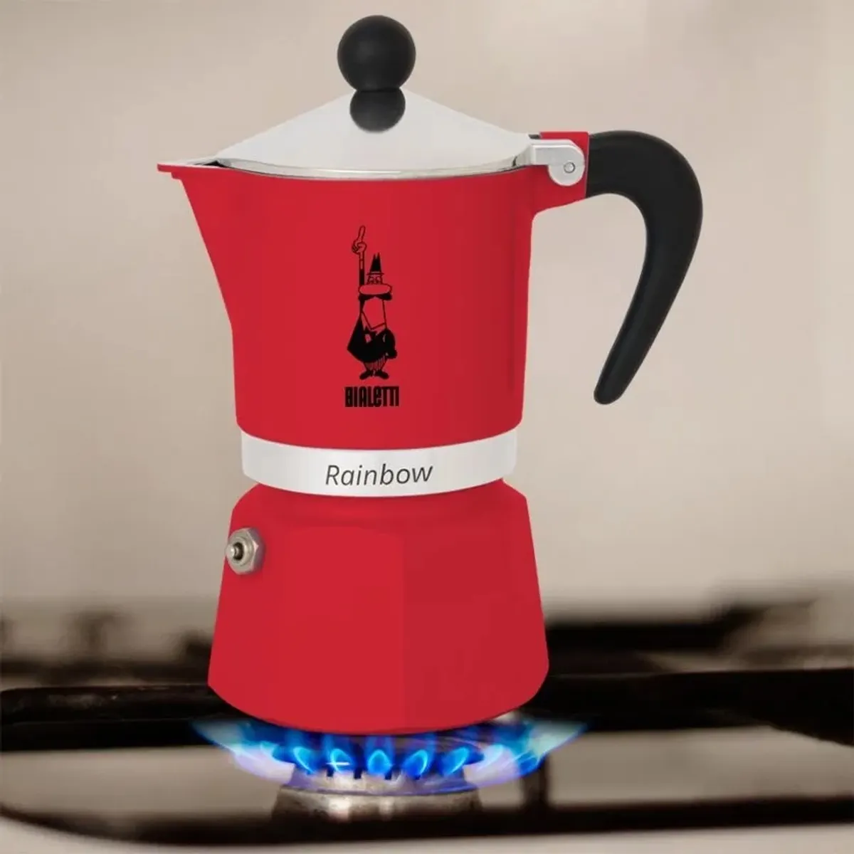Bialetti 4962 RAINBOW Rainbow kotyogós kávéfőző 3 adag piros alumínium gáz elektromos kerámia nem indukciós #4