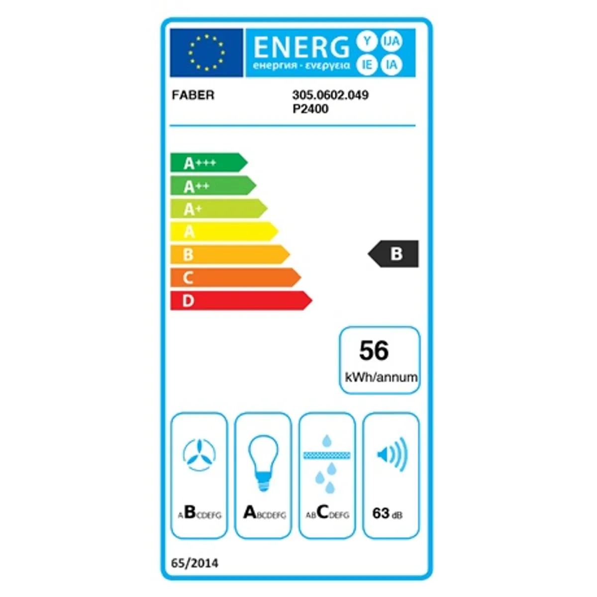 Faber INKA PLUS HCS X A52 Páraelszívó beépíthető 520 mm 230-590 m3h 3 fokozat 80-160 W 2 LED Energiaosztály B #4
