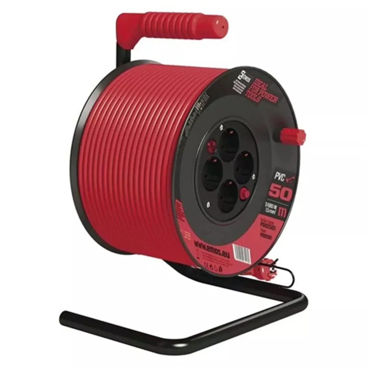 Emos P092501 kábeldob 50 m 4 aljzat 1,5 mm2 PVC piros Schuko IP20 230 V 16 A #1