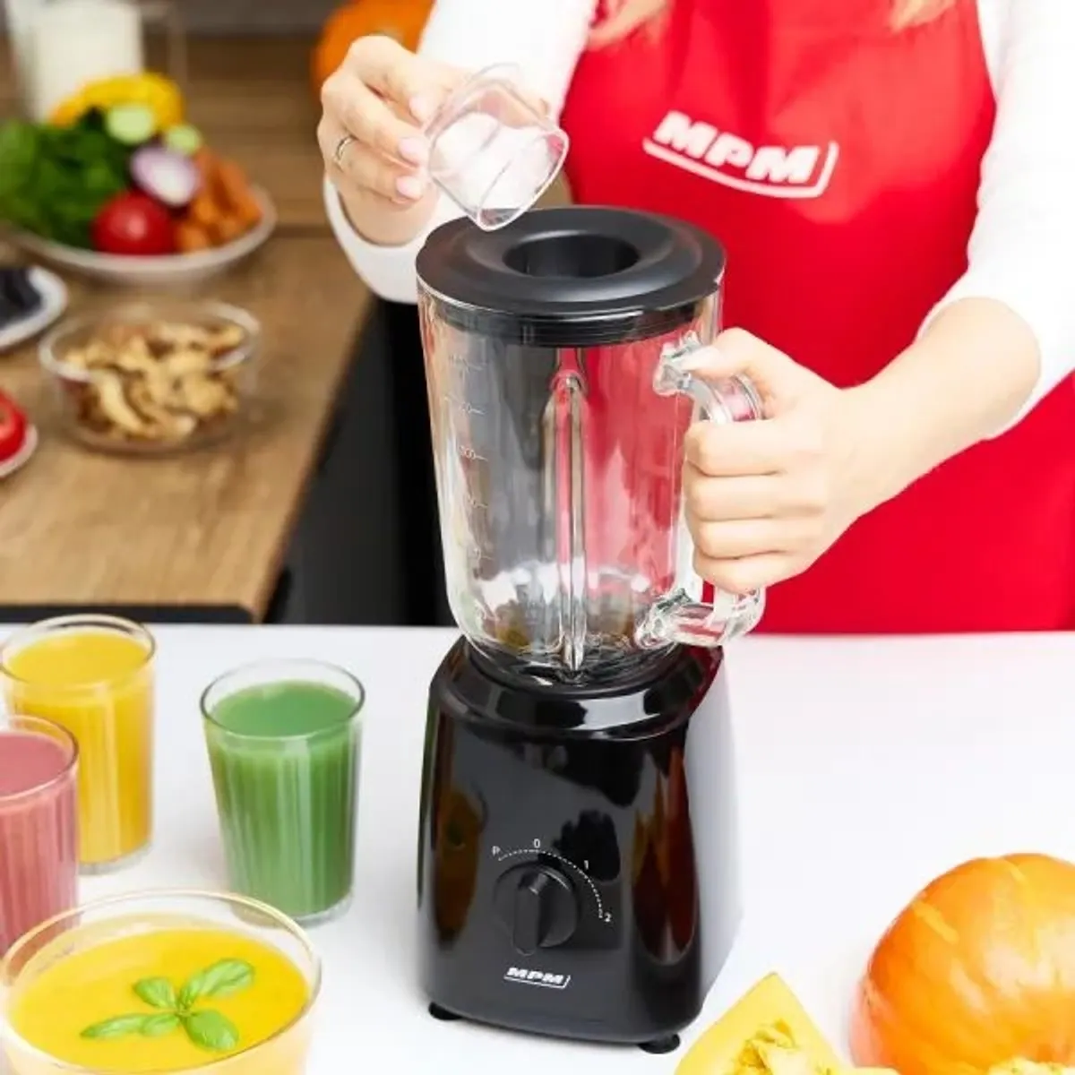 MPM MBL-37 turmixgép 1500 ml üvegkancsó, 2 sebesség + pulzus, jégzúzás, rozsdamentes pengék, fedél hozzáadás közben, csúszásgátló lábak, 500 W #3
