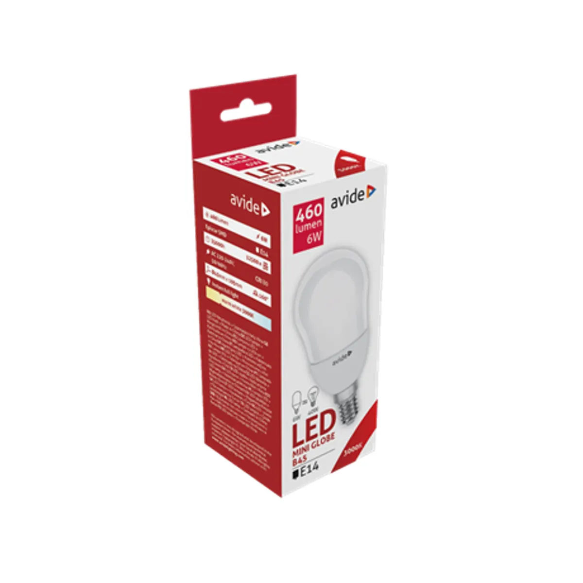Avide ABMB14WW-6W LED Globe Mini B45 E14 6W 3000K 460 lm 220-240 V #1