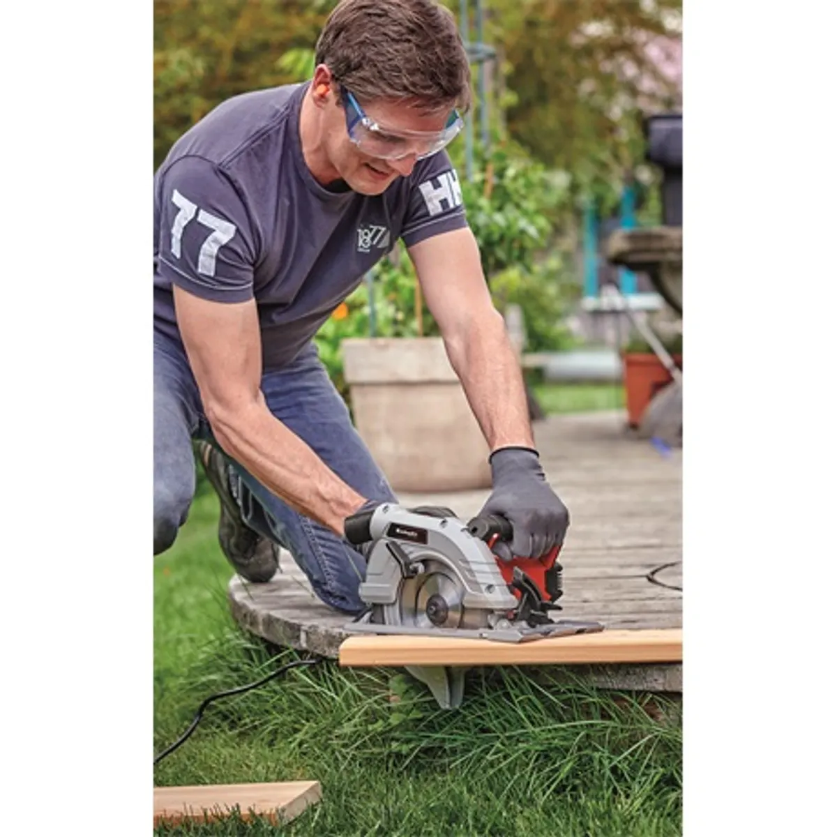 Einhell TE-CS 190-1 Kézi körfűrész 1500 W 190 mm fűrészlap szerszám nélküli beállítás LED világítás alumínium asztal #5