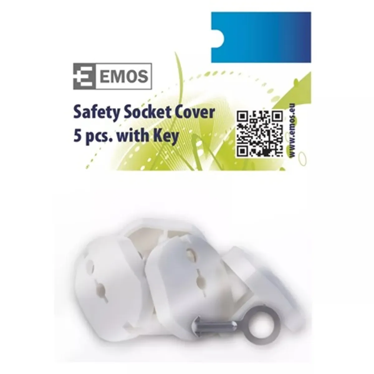Emos A9000 biztonsági konnektorvédő fehér 5 db és kulcs #1