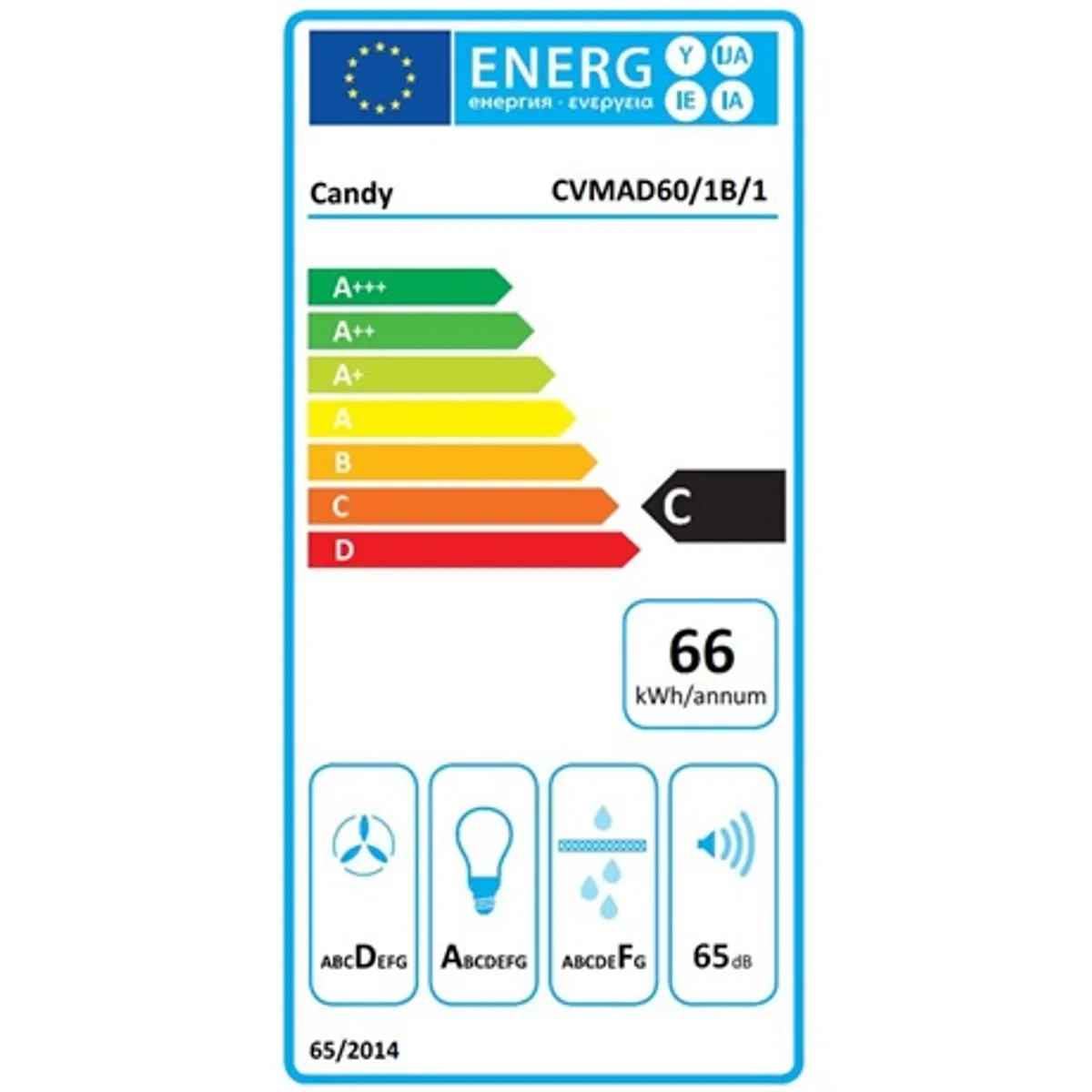 Candy CVMAD60/1B/1 páraelszívó, 3 fokozat booster, 125W motor, max 444 m3/h, 150 mm elvezető, LED világítás, 5 perc időzítő, CF110 #4