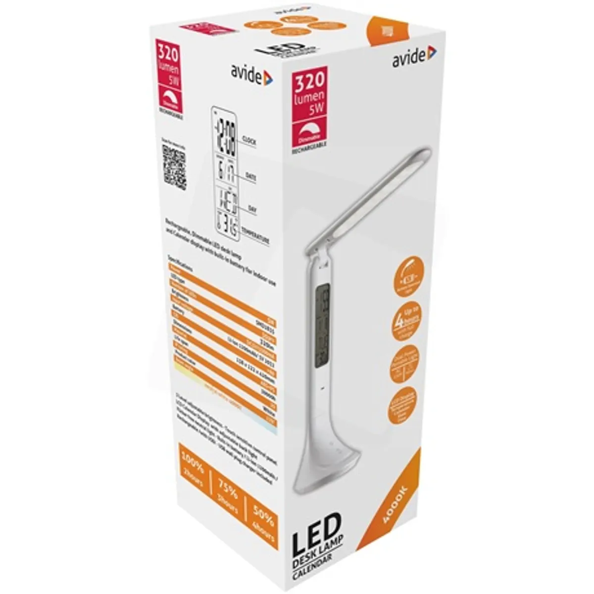 Avide ABLDL-CALENDAR-5W LED asztali lámpa naptárral fehér 320 lm 4000 K beépített akkumulátor IP20 #3