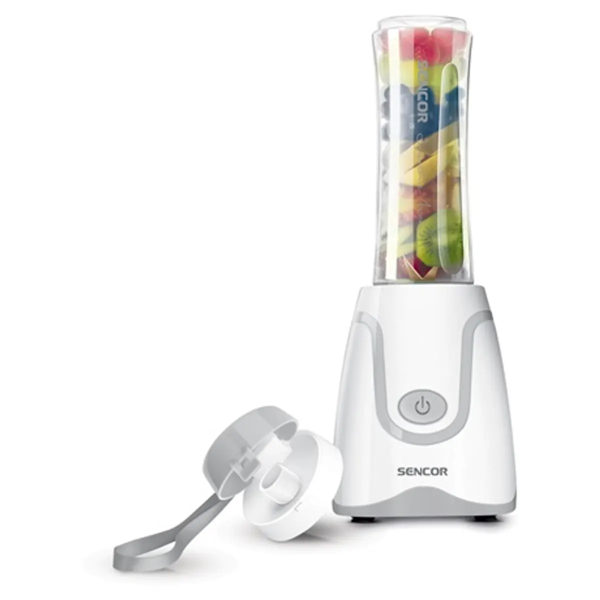 Sencor SBL 2110WH smoothie készítő 0,6 l BPA-mentes PCTG edény, rozsdamentes kés titán bevonattal, impulzus üzem, 500 W, autó italtartó kompatibilis #1