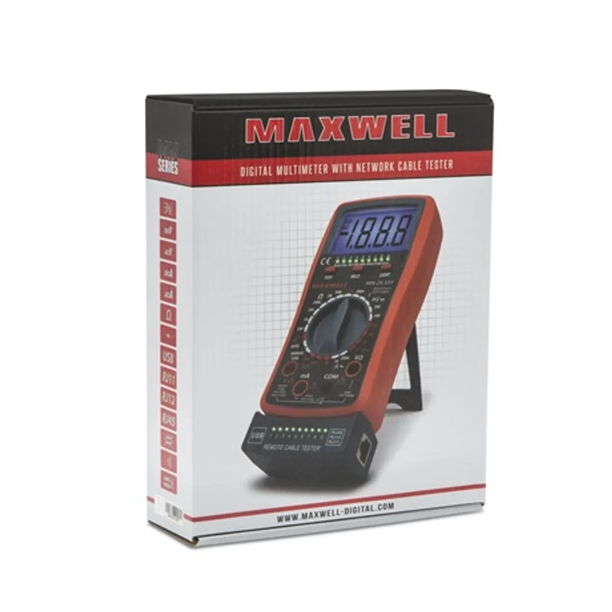 Maxwell-Digital 25331 Digitális multiméter 2 az 1-ben, kábeltesztelő egység, hordozható #6