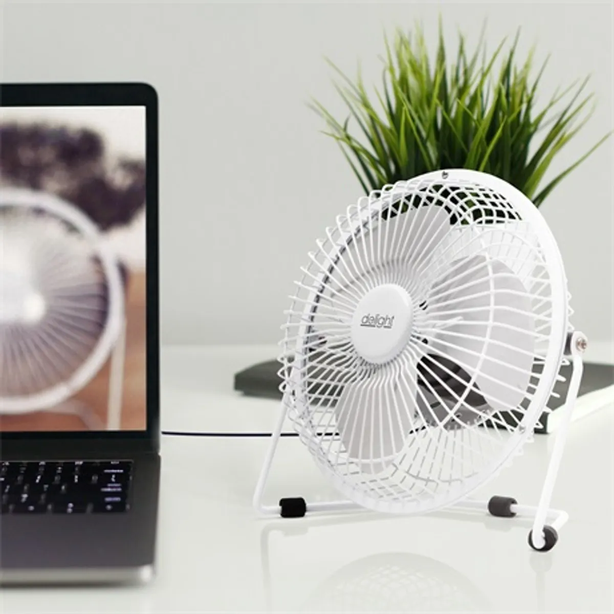 Delight 51110WH USB asztali ventilátor 18 cm 5V 1,75W fém lapát ketrec állítható dőlésszög körbeforgatható #2